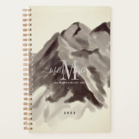 Black White Waterverf Mountains Script Planner (Voorkant)
