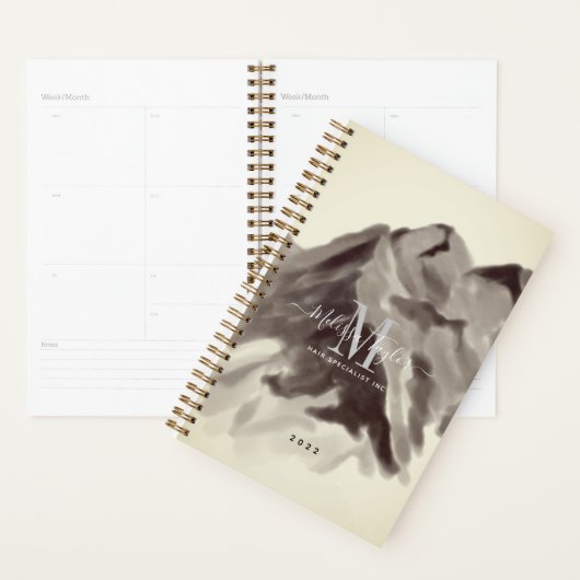  Black White Waterverf Mountains Script Planner (Display)