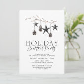 Black White Waterverf Ornamenten Holiday Party Kaart (Staand voorkant)