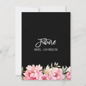 Black White Waterverf Pink Floral Vrijgezellenfees Kaart (Achterkant)