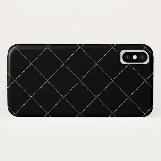Black White Wavy Diamond Check iPhone X Hoesje (Achterkant (horizontaal))