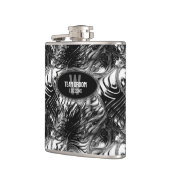 Black White Wavy Pattern Groomsmen Gift Heupfles (Links)