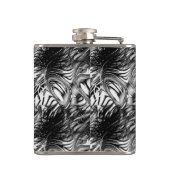 Black White Wavy Pattern Groomsmen Gift Heupfles (Achterkant)