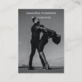 Black White Weddenschap Fotograaf QR Code Foto Visitekaartje (Voorkant)