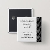 Black White Wedding Bells Vrijgezellenfeest Name P Vierkante Button 5,1 Cm (Voorkant /achterkant)