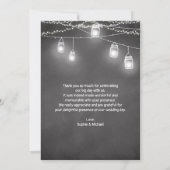 Black White Wedding Chalkboard String Lights Bedankkaart (Achterkant)