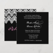 Black White Wedding Damask Lace Rehearsal Dinner Kaart (Voorkant / Achterkant)