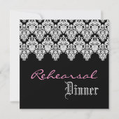 Black White Wedding Damask Lace Rehearsal Dinner Kaart (Achterkant)