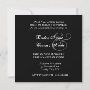 Black White Wedding Damask Lace Rehearsal Dinner Kaart