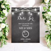 Black White Wedding Date Jar Sign Poster