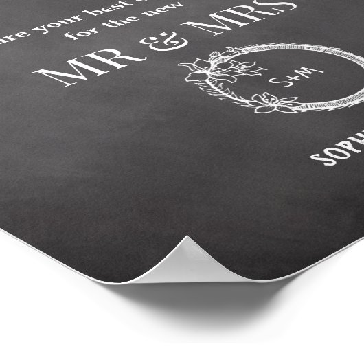 Black White Wedding Date Jar Sign Poster (Hoek)