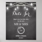 Black White Wedding Date Jar Sign Poster (Voorkant)