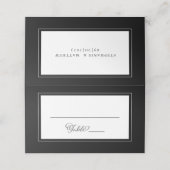 Black White Wedding Elegant Chic Border Modern Plaatskaartje (Buitenkant ongevouwen)