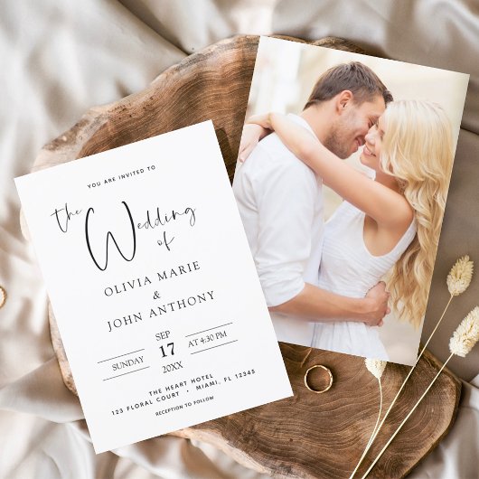 Black White Wedding Foto Modern Flyer Kaart