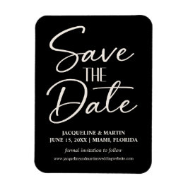 Black White Wedding Hand-lettered Cursive Website Magneet