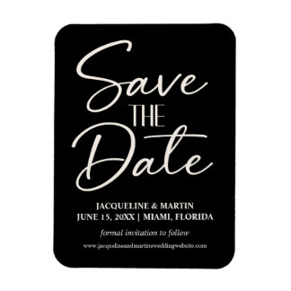 Black White Wedding Hand-lettered Cursive Website Magneet