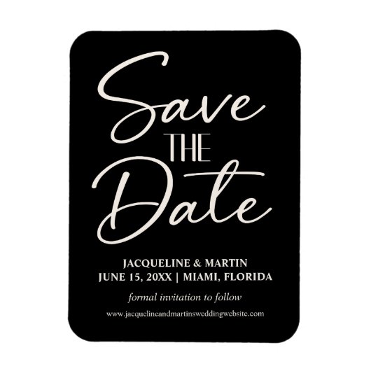 Black White Wedding Hand-lettered Cursive Website Magneet (Verticaal)