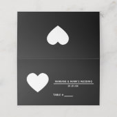 Black White Wedding Heart Logo-tabelnummer Plaatskaartje (Buitenkant ongevouwen)