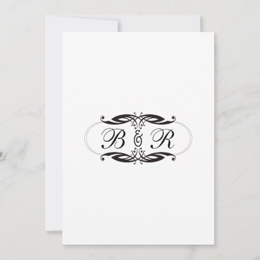 Black White Wedding Invitting Art Deco Kaart (Achterkant)