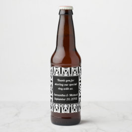Black White Wedding Modern Guest Bedankt Bier Etiket
