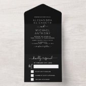 Black White Wedding Modern Typografie All In One Uitnodiging (Binnen)