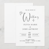 Black White Wedding Modern Typografie Kaart (Voorkant / Achterkant)