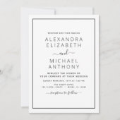 Black White Wedding Modern Typography Invitation Kaart (Voorkant)