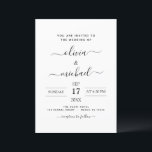 Black White Wedding Modern Typography Invitation Kaart<br><div class="desc">Uitnodigingen voor een Black and White Wedding Spring of Summer Wedding - inclusief prachtige en elegante scripttypografie met een moderne,  eenvoudige en klassieke kleur voor de speciale dag van de bruiloft.</div>