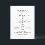 Black White Wedding Modern Typography Invitation Kaart<br><div class="desc">Uitnodigingen voor een Black and White Wedding Spring of Summer Wedding - inclusief prachtige en elegante scripttypografie met een moderne,  eenvoudige en klassieke kleur voor de speciale dag van de bruiloft.</div>