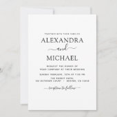 Black White Wedding Modern Typography Invitation Kaart (Voorkant)