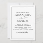 Black White Wedding Modern Typography Invitation Kaart (Voorkant)