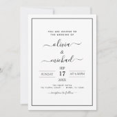 Black White Wedding Modern Typography Invitation Kaart (Voorkant)
