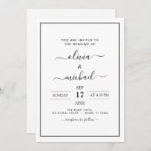 Black White Wedding Modern Typography Invitation Kaart (Voorkant / Achterkant)