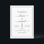 Black White Wedding Modern Typography Invitation Kaart<br><div class="desc">Uitnodigingen voor een Black and White Wedding Spring of Summer Wedding - inclusief prachtige en elegante scripttypografie met een moderne,  eenvoudige en klassieke kleur voor de speciale dag van de bruiloft.</div>