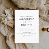 Black White Wedding Modern Typography Invitation Kaart