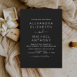 Black White Wedding Modern Typography Invitation Kaart<br><div class="desc">Uitnodigingen voor een Black and White Wedding Spring of Summer Wedding - inclusief prachtige en elegante scripttypografie met een moderne,  eenvoudige en klassieke kleur voor de speciale dag van de bruiloft.</div>