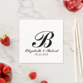 Black White Wedding Monogram Napkins Servet (Insitu)