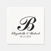 Black White Wedding Monogram Napkins Servet (Voorkant)