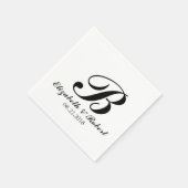 Black White Wedding Monogram Napkins Servet (Hoek)