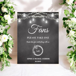 Black White Wedding Program Fans Sign Poster