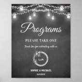 Black White Wedding Programs Sign Poster (Voorkant)