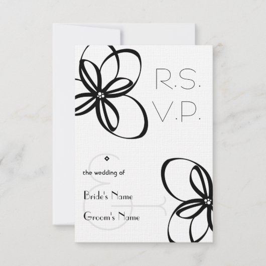 Black & White Wedding R.S.V.P. RSVP Kaartje (Voorkant)
