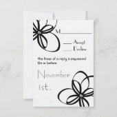 Black & White Wedding R.S.V.P. RSVP Kaartje (Achterkant)
