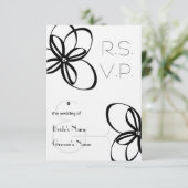Black & White Wedding R.S.V.P. RSVP Kaartje (Staand voorkant)