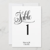 Black White Wedding Reception Table Numbers Kaart (Voorkant)