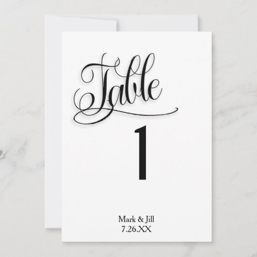 Black White Wedding Reception Table Numbers Kaart (Voorkant)