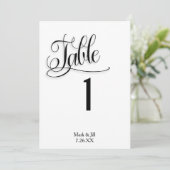 Black White Wedding Reception Table Numbers Kaart (Staand voorkant)