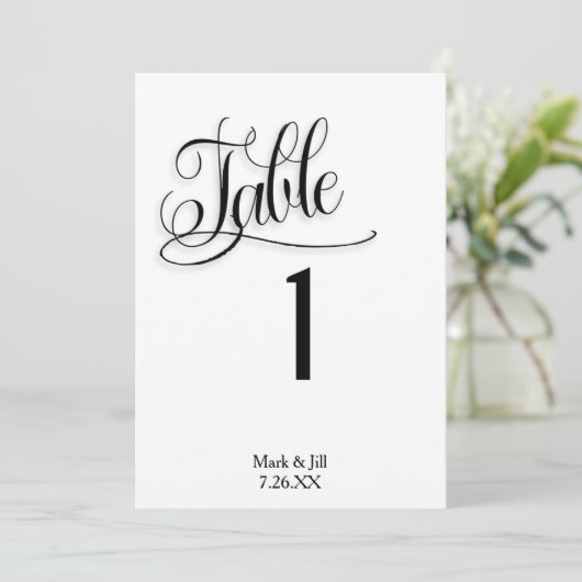 Black White Wedding Reception Table Numbers Kaart (Staand voorkant)