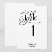 Black White Wedding Reception Table Numbers Kaart (Voorkant / Achterkant)