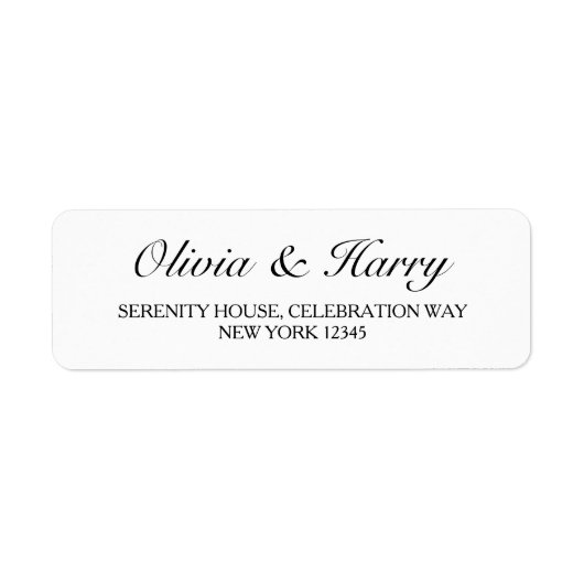 Black White Wedding Return Address Labels (Voorkant)